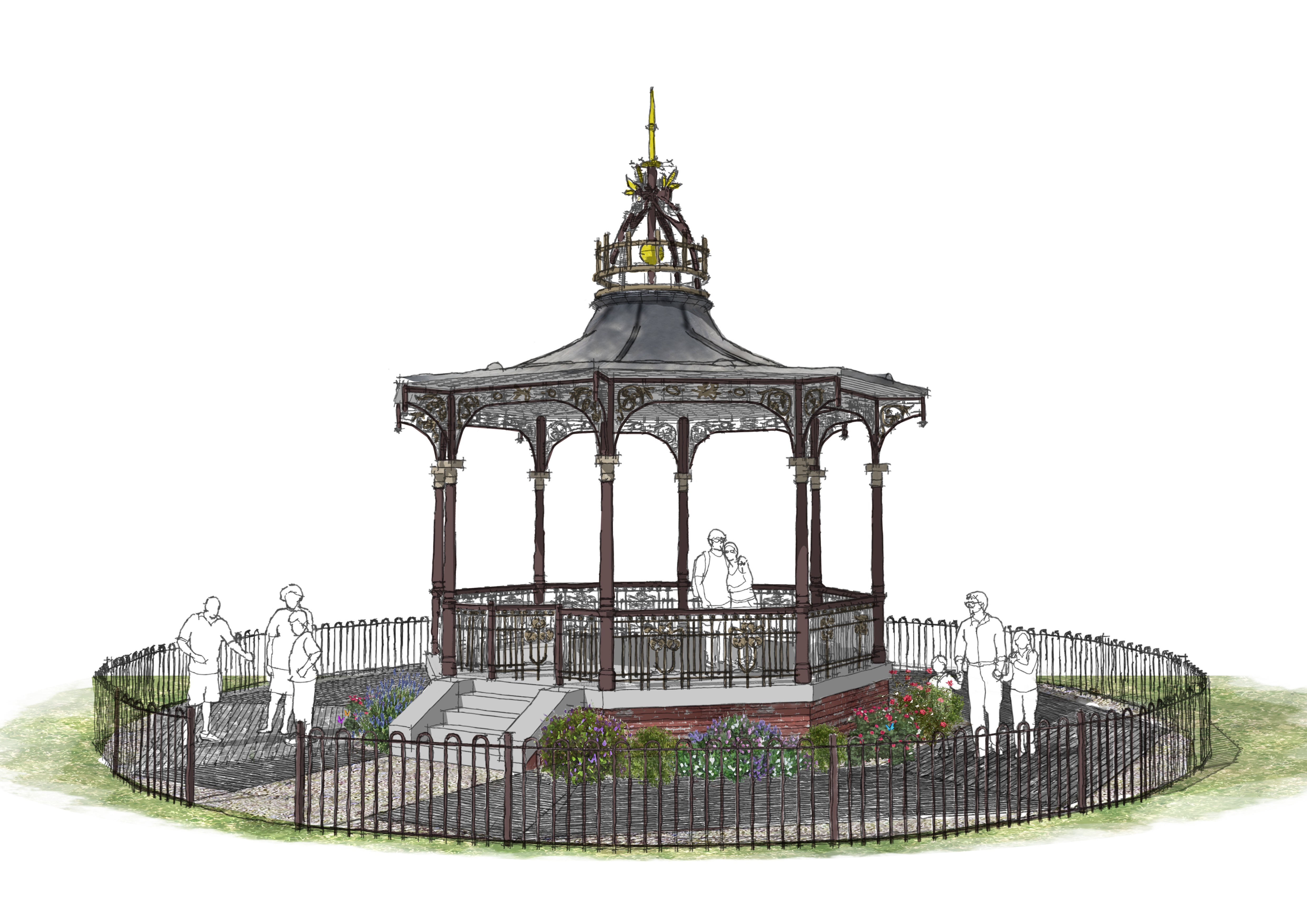 Image of artist impression of restored bandstand