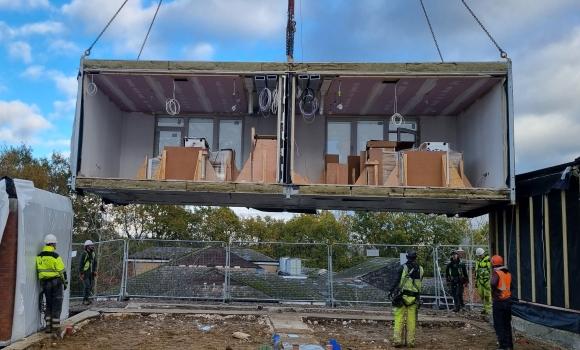 Orpington homes lifted onto site.