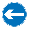 Road sign Arrow pointing left on a blue sign