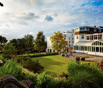 The Bromley Court Hotel conservatory and private landscaped gardens.