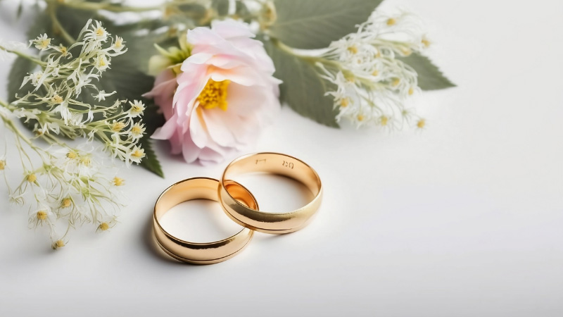 Two gold rings placed together.