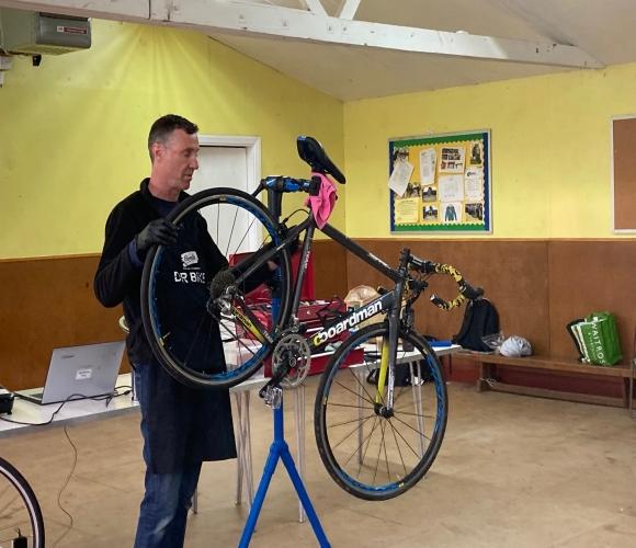 Person repairing bike