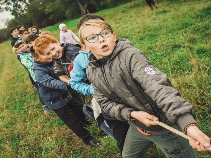 Children doing tug of war