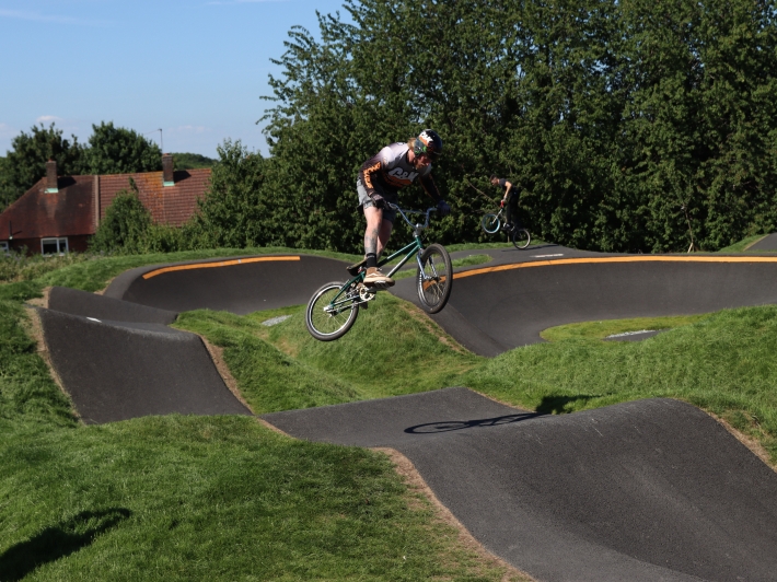 Image showing a cyclist on a bike track at Hobblingwell park.