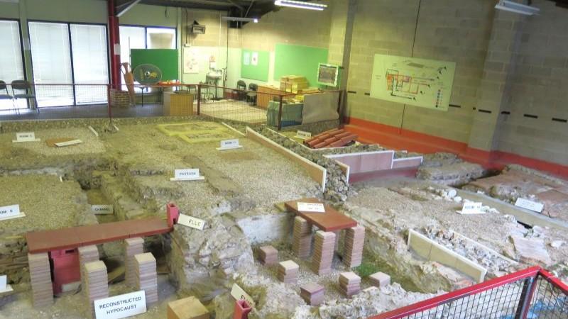 Labelled display at Crofton Roman Villa.