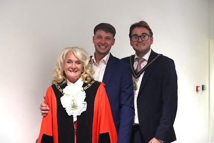 New Mayor of Bromley Councillor Christine Harris with her two sons.