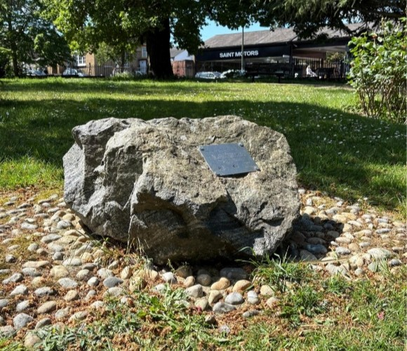 Photo shows one of the Millennium Rocks in Hayes.