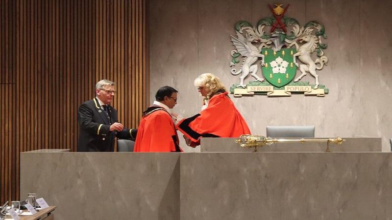New Mayor and Deputy Mayor in the council chamber at the council’s AGM.