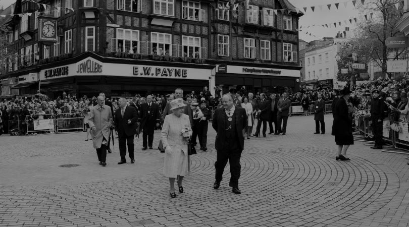 Her Majesty the Queen in Market square Bromley.