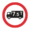 Road sign red circle lorry in middle 7 5T