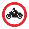 Road sign red circle motorbike in middle