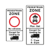 Road signs pedestrian zone restricted
